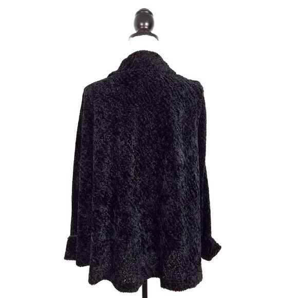 Connected Apparel Velvet Open Front Long Sleeve Cardigan Jacket Black Si… - Picture 4 of 6